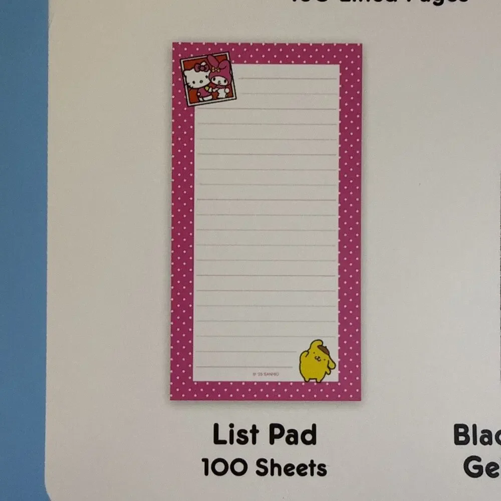 Sanrio Hello Kitty & Friends Journal List Pad Gel Pen Gift Set Pink Lined 2025